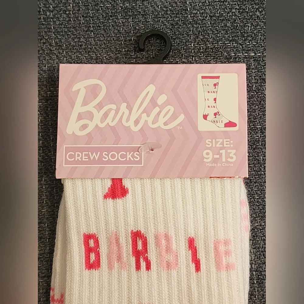 NWT Barbie Crew Socks with Pink Accents (Per Socker)